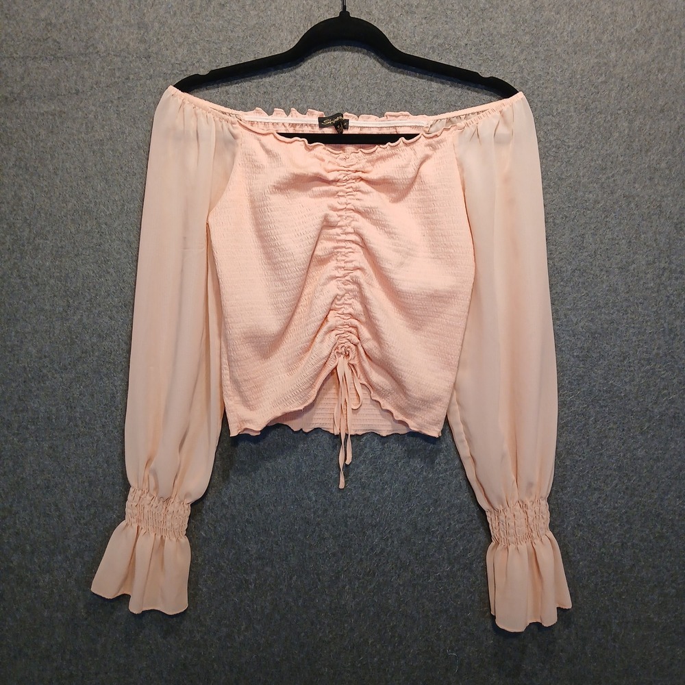 Shine Star M crop sheer sleeve off shoulder fairy ethereal coquette y2k